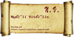 Nyúli Vitális névjegykártya